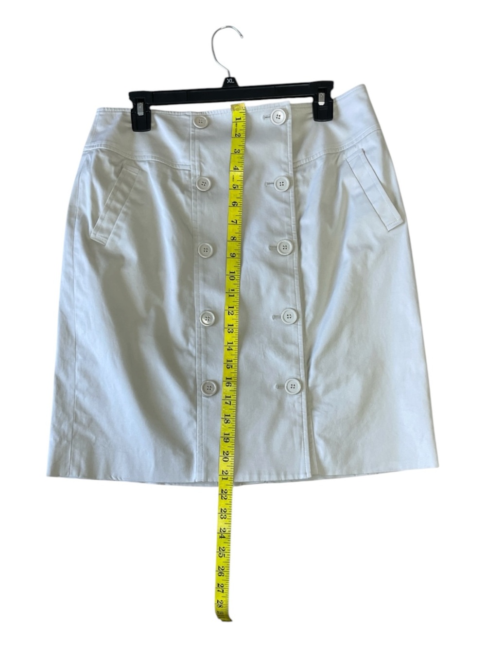 AK Anne Klein Cream Double-Breasted Stretch Pencil Skirt - Size 10